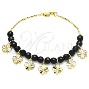 Gold Filled Bracelet — Charm Bracelet Four-leaf Clover Design Polished 03.63. 01 — main product view — SKU 129972 | Oro Laminado brazalete — Charm Bracelet Four-leaf Clover diseño pulido 03.63. 01 — SKU 129972
