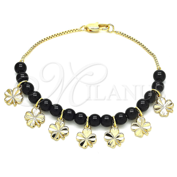 Gold Filled Bracelet — Charm Bracelet Four-leaf Clover Design Polished 03.63. 01 — main product view — SKU 129972 | Oro Laminado brazalete — Charm Bracelet Four-leaf Clover diseño pulido 03.63. 01 — SKU 129972