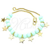 Oro Laminado Fancy Bracelet, Gold Filled Style Star Design, Polished, Golden Finish, 03.63.2097.07 (01 MM Thickness, 7 Inches Length)