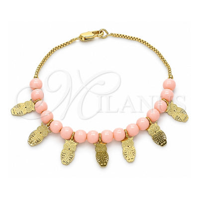 Oro Laminado Fancy Bracelet, Gold Filled Style Owl Design, Polished, Golden Finish, 03.63.2099.07 (01 MM Thickness, 7 Inches Length)