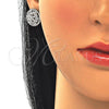 Sterling Silver Earring and Pendant Adult Set, Flower Design, with White Cubic Zirconia and White Micro Pave, Polished, Rhodium Finish, 10.286.0036