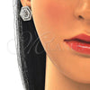Sterling Silver Earring and Pendant Adult Set, with White Cubic Zirconia and White Micro Pave, Polished, Rhodium Finish, 10.286.0038