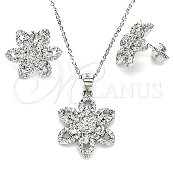 Sterling Silver Ring — Earring and Pendant Adult Set Flower Design with — main product view — SKU 130000 | Plata 925 anillo — Earring and Pendant Adult Set flor diseño with — SKU 130000
