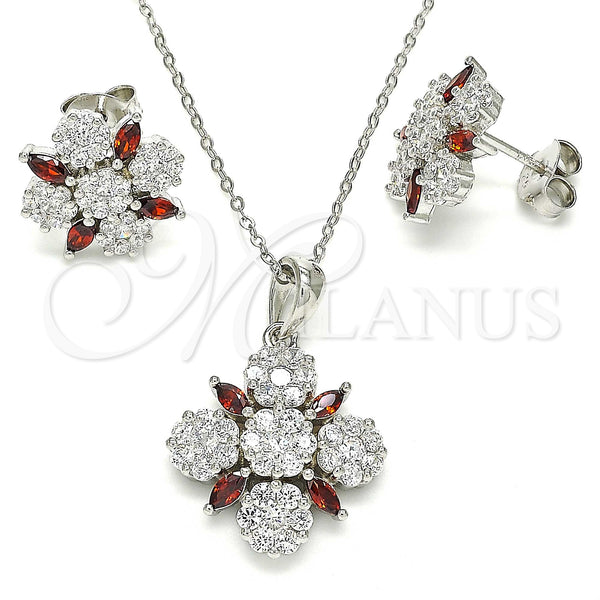 Sterling Silver Ring — Earring and Pendant Adult Set Flower Design with — main product view — SKU 130006 | Plata 925 anillo — Earring and Pendant Adult Set flor diseño with — SKU 130006