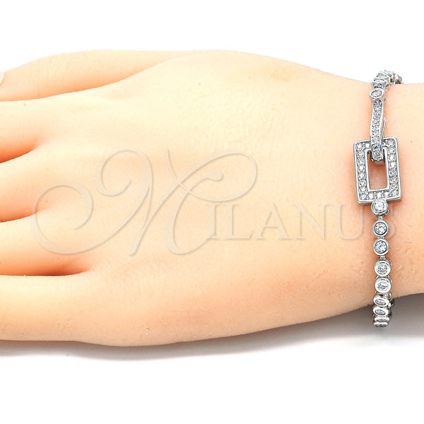 Sterling Silver Bracelet — Fancy Bracelet with White Cubic Zirconia Polished 03. — alternate product view — SKU 130009 | Plata 925 brazalete — elegante Bracelet with blanco Cubic Zirconia pulido 03. — SKU 130009