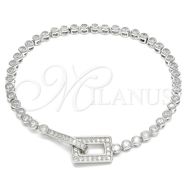Sterling Silver Bracelet — Fancy Bracelet with White Cubic Zirconia Polished 03. — main product view — SKU 130009 | Plata 925 brazalete — elegante Bracelet with blanco Cubic Zirconia pulido 03. — SKU 130009