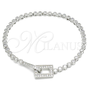 Sterling Silver Bracelet — Fancy Bracelet with White Cubic Zirconia Polished 03. — main product view — SKU 130009 | Plata 925 brazalete — elegante Bracelet with blanco Cubic Zirconia pulido 03. — SKU 130009