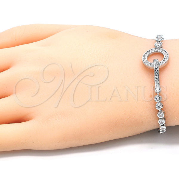 Sterling Silver Bracelet — Fancy Bracelet with White Cubic Zirconia Polished 03. — alternate product view — SKU 130010 | Plata 925 brazalete — elegante Bracelet with blanco Cubic Zirconia pulido 03. — SKU 130010