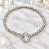 Sterling Silver Fancy Bracelet, with White Cubic Zirconia, Polished, Rhodium Finish, 03.286.0002.08 (04 MM Thickness, 8 Inches Length)