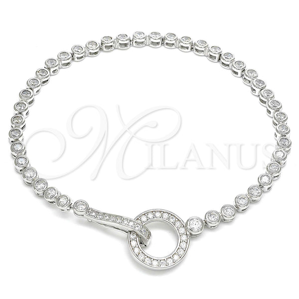 Sterling Silver Bracelet — Fancy Bracelet with White Cubic Zirconia Polished 03. — main product view — SKU 130010 | Plata 925 brazalete — elegante Bracelet with blanco Cubic Zirconia pulido 03. — SKU 130010