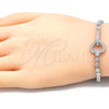 Sterling Silver Fancy Bracelet, Heart Design, with White Cubic Zirconia, Polished, Rhodium Finish, 03.286.0003.08 (04 MM Thickness, 8 Inches Length)