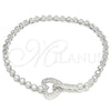 Sterling Silver Fancy Bracelet, Heart Design, with White Cubic Zirconia, Polished, Rhodium Finish, 03.286.0003.08 (04 MM Thickness, 8 Inches Length)