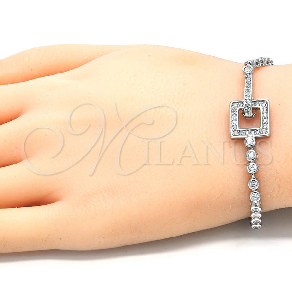 Sterling Silver Bracelet — Fancy Bracelet with White Cubic Zirconia Polished 03. — alternate product view — SKU 130012 | Plata 925 brazalete — elegante Bracelet with blanco Cubic Zirconia pulido 03. — SKU 130012