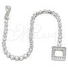 Sterling Silver Fancy Bracelet, with White Cubic Zirconia, Polished, Rhodium Finish, 03.286.0004.08 (04 MM Thickness, 8 Inches Length)