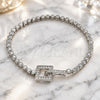 Sterling Silver Fancy Bracelet, with White Cubic Zirconia, Polished, Rhodium Finish, 03.286.0004.08 (04 MM Thickness, 8 Inches Length)