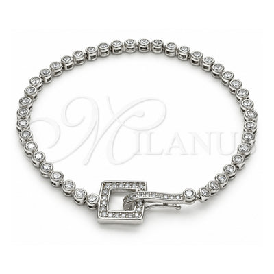 Sterling Silver Fancy Bracelet, with White Cubic Zirconia, Polished, Rhodium Finish, 03.286.0004.08 (04 MM Thickness, 8 Inches Length)