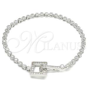Sterling Silver Bracelet — Fancy Bracelet with White Cubic Zirconia Polished 03. — main product view — SKU 130012 | Plata 925 brazalete — elegante Bracelet with blanco Cubic Zirconia pulido 03. — SKU 130012