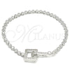 Sterling Silver Fancy Bracelet, with White Cubic Zirconia, Polished, Rhodium Finish, 03.286.0004.08 (04 MM Thickness, 8 Inches Length)