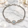 Sterling Silver Fancy Bracelet, Infinite and Evil Eye Design, with White Cubic Zirconia, Turquoise Enamel Finish, Rhodium Finish, 03.286.0008.07 (02 MM Thickness, 7 Inches Length)