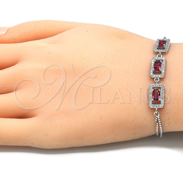 Sterling Silver Bracelet — Fancy Bracelet with Ruby Cubic Zirconia and White — alternate product view — SKU 130030 | Plata 925 brazalete — elegante Bracelet with Ruby Cubic Zirconia and blanco — SKU 130030