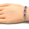 Sterling Silver Fancy Bracelet, with Ruby Cubic Zirconia and White Micro Pave, Polished, Rhodium Finish, 03.286.0013.1.07 (02 MM Thickness, 7 Inches Length)