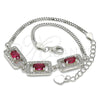 Sterling Silver Fancy Bracelet, with Ruby Cubic Zirconia and White Micro Pave, Polished, Rhodium Finish, 03.286.0013.1.07 (02 MM Thickness, 7 Inches Length)