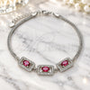 Sterling Silver Fancy Bracelet, with Ruby Cubic Zirconia and White Micro Pave, Polished, Rhodium Finish, 03.286.0013.1.07 (02 MM Thickness, 7 Inches Length)