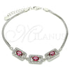 Sterling Silver Fancy Bracelet, with Ruby Cubic Zirconia and White Micro Pave, Polished, Rhodium Finish, 03.286.0013.1.07 (02 MM Thickness, 7 Inches Length)