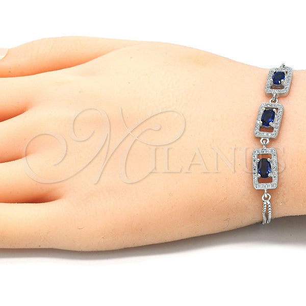 Sterling Silver Bracelet — Fancy Bracelet with Sapphire Blue Cubic Zirconia and — alternate product view — SKU 130031 | Plata 925 brazalete — elegante Bracelet with Sapphire Blue Cubic Zirconia and — SKU 130031
