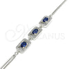 Sterling Silver Fancy Bracelet, with Sapphire Blue Cubic Zirconia and White Micro Pave, Pink Polished, Rhodium Finish, 03.286.0013.2.07 (02 MM Thickness, 7 Inches Length)