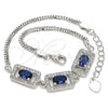 Sterling Silver Fancy Bracelet, with Sapphire Blue Cubic Zirconia and White Micro Pave, Pink Polished, Rhodium Finish, 03.286.0013.2.07 (02 MM Thickness, 7 Inches Length)