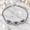 Sterling Silver Fancy Bracelet, with Sapphire Blue Cubic Zirconia and White Micro Pave, Pink Polished, Rhodium Finish, 03.286.0013.2.07 (02 MM Thickness, 7 Inches Length)