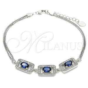 Sterling Silver Bracelet — Fancy Bracelet with Sapphire Blue Cubic Zirconia and — main product view — SKU 130031 | Plata 925 brazalete — elegante Bracelet with Sapphire Blue Cubic Zirconia and — SKU 130031