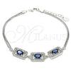 Sterling Silver Fancy Bracelet, with Sapphire Blue Cubic Zirconia and White Micro Pave, Pink Polished, Rhodium Finish, 03.286.0013.2.07 (02 MM Thickness, 7 Inches Length)