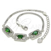 Sterling Silver Fancy Bracelet, with Green Cubic Zirconia and White Micro Pave, Polished, Rhodium Finish, 03.286.0013.3.07 (02 MM Thickness, 7 Inches Length)