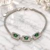 Sterling Silver Fancy Bracelet, with Green Cubic Zirconia and White Micro Pave, Polished, Rhodium Finish, 03.286.0013.3.07 (02 MM Thickness, 7 Inches Length)