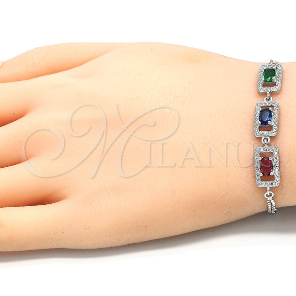 Sterling Silver Bracelet — Fancy Bracelet with Multicolor Cubic Zirconia and White — alternate product view — SKU 130033 | Plata 925 brazalete — elegante Bracelet with Multicolor Cubic Zirconia and blanco — SKU 130033