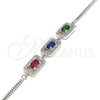 Sterling Silver Fancy Bracelet, with Multicolor Cubic Zirconia and White Micro Pave, Polished, Rhodium Finish, 03.286.0013.4.07 (02 MM Thickness, 7 Inches Length)