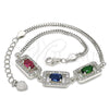 Sterling Silver Fancy Bracelet, with Multicolor Cubic Zirconia and White Micro Pave, Polished, Rhodium Finish, 03.286.0013.4.07 (02 MM Thickness, 7 Inches Length)