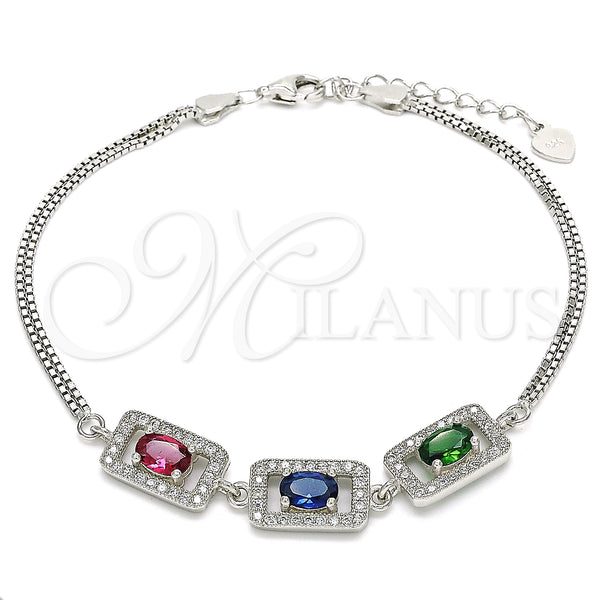 Sterling Silver Bracelet — Fancy Bracelet with Multicolor Cubic Zirconia and White — main product view — SKU 130033 | Plata 925 brazalete — elegante Bracelet with Multicolor Cubic Zirconia and blanco — SKU 130033