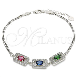 Sterling Silver Bracelet — Fancy Bracelet with Multicolor Cubic Zirconia and White — main product view — SKU 130033 | Plata 925 brazalete — elegante Bracelet with Multicolor Cubic Zirconia and blanco — SKU 130033