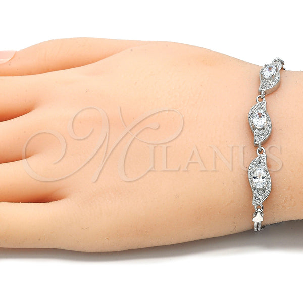 Sterling Silver Bracelet — Fancy Bracelet with White Cubic Zirconia Polished 03. — alternate product view — SKU 130034 | Plata 925 brazalete — elegante Bracelet with blanco Cubic Zirconia pulido 03. — SKU 130034