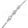 Sterling Silver Fancy Bracelet, with White Cubic Zirconia, Polished, Rhodium Finish, 03.286.0014.07 (02 MM Thickness, 7 Inches Length)