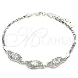 Sterling Silver Bracelet — Fancy Bracelet with White Cubic Zirconia Polished 03. — main product view — SKU 130034 | Plata 925 brazalete — elegante Bracelet with blanco Cubic Zirconia pulido 03. — SKU 130034