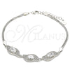 Sterling Silver Fancy Bracelet, with White Cubic Zirconia, Polished, Rhodium Finish, 03.286.0014.07 (02 MM Thickness, 7 Inches Length)