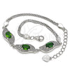 Sterling Silver Fancy Bracelet, with Green and White Cubic Zirconia, Polished, Rhodium Finish, 03.286.0014.1.07 (02 MM Thickness, 7 Inches Length)