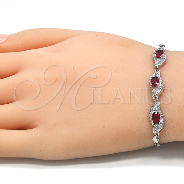 Sterling Silver Bracelet — Fancy Bracelet with Ruby and White Cubic Zirconia — alternate product view — SKU 130036 | Plata 925 brazalete — elegante Bracelet with Ruby and blanco Cubic Zirconia — SKU 130036