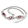 Sterling Silver Fancy Bracelet, with Ruby and White Cubic Zirconia, Polished, Rhodium Finish, 03.286.0014.2.07 (02 MM Thickness, 7 Inches Length)
