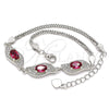 Sterling Silver Fancy Bracelet, with Ruby and White Cubic Zirconia, Polished, Rhodium Finish, 03.286.0014.2.07 (02 MM Thickness, 7 Inches Length)