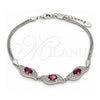 Sterling Silver Fancy Bracelet, with Ruby and White Cubic Zirconia, Polished, Rhodium Finish, 03.286.0014.2.07 (02 MM Thickness, 7 Inches Length)